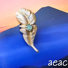 AEACOS@古董 古著 vintage retro MODs 綠琺瑯點綴 金色 楓葉 葉子 刷金紋路 別針胸針 歷史價格詳細信息