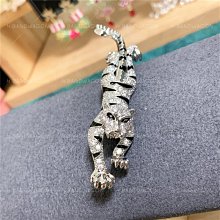 【H.W】重工個性璀璨珠寶風微鑲手拿鋯石正面造型豹子開口戒指 藍色 另有配對耳環 歷史價格詳細信息