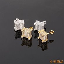 小美飾品【】ebay熱賣方形滿鋯石耳環Hiphop嘻哈耳飾925銀耳帽 歷史價格詳細信息