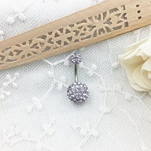 ~~小靖的店~~ 316L西德鋼 6MM+12MM 小花造型 圓球亮鑽肚環 單支特價198元 歷史價格詳細信息