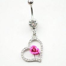 人體穿刺愛心翅膀肚臍環 倒掛 肚臍釘 醫用鋼 粗針 鋯石 飾品 肚臍扣 歷史價格詳細信息