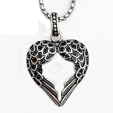 【免運】歐美免運 個性復古不銹鋼桃心翅膀吊墜 鑲鉆愛心吊墜項鏈 價格比較,價格查詢,歷史價格詳細信息