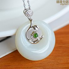 s925銀鑲和田玉白玉配碧玉橢圓面吊墜女款復古簡約大氣項墜 歷史價格詳細信息