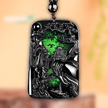 天然墨翠A貨翡翠墨玉鐘馗冰種玉石吊墜掛件 天師鐘馗墨翠吊墜 尺寸60.8*38*9 精雕細 歷史價格詳細信息