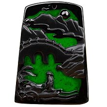 天然墨翠A貨翡翠墨玉鐘馗冰種玉石吊墜掛件 天師鐘馗墨翠吊墜 尺寸60.8*38*9 精雕細 歷史價格詳細信息