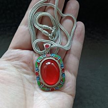 古玩收藏藏區老銀鑲嵌紅色巴山翠景泰藍吊墜掛件毛衣鍊 歷史價格詳細信息