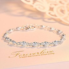 純銀手環 雙圈光面四葉草 銀手鐲 休閒 銀手環 足銀 純銀手鐲 情人節送 學生 女友-玲瓏心飾 歷史價格詳細信息