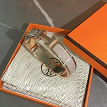 HERMES 愛馬仕 Clic H 白色琺瑯手鐲 PM 金色窄版手環 S號 現貨 多色可選正品 歷史價格詳細信息