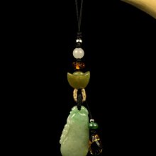 【旭笙風】天然A貨冰種蜜糖黃翡翠「腰纏萬貫、蟬」創意設計吊飾 歷史價格詳細信息