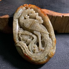 天然A貨翡翠 紅皮油青 鳳凰咬算盤帶牡丹 手把件 吊墜 翡翠 玉 緬甸玉 歷史價格詳細信息