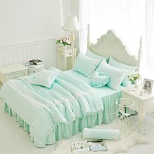 天絲床罩 標準雙人床罩 公主風床罩 綻放 藍色 蕾絲床罩 結婚床罩 床裙組 荷葉邊 100%天絲 tencel 佛你 歷史價格詳細信息