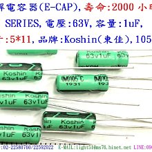電容器,壽命:7000小時,KLW,63V,180uF,尺寸:10*20(1個=NT 10元),Koshin(東佳) 歷史價格詳細信息
