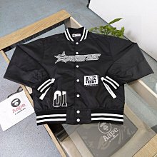 2024新款AAPE經典猿人圓章字母圖案印花休閒情侶棒球領教練夾克外套 歷史價格詳細信息