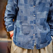 馬登工裝美式復古提花針織深灰色襯衫長袖條絨外套襯衣落肩袖男寸-KBY科貝 歷史價格詳細信息