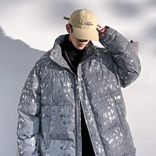 亮面棉服男刺繡修身立領潮牌短款冬季加厚棉衣銀色金色外套羽絨服-名流 歷史價格詳細信息