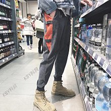 燈芯絨束腳休閑褲男春秋季潮牌條紋撞色運動褲青少年寬松直筒褲子-雅怡尚品 歷史價格詳細信息