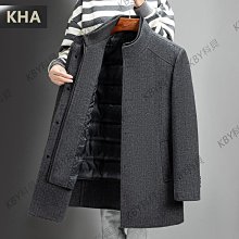 雙面羊毛呢大衣冬裝外套中年男士爸爸冬季棉衣加厚羽絨服脫卸爺爺-KBY科貝 價格比較,價格查詢,歷史價格詳細信息