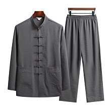 唐裝男士套裝中老年爸爸裝夏季薄款中國風短袖棉麻休閒漢服-正正男裝 歷史價格詳細信息