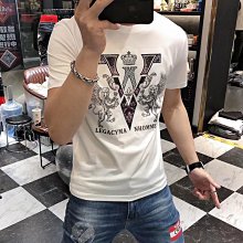 【男裝T恤】短袖t恤.歐洲站短袖t恤男大碼印花體恤絲光棉圓領 半截半袖修身男潮 歷史價格詳細信息