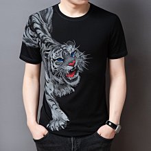 時尚男裝短袖T恤圓領衫絲光棉冰絲透氣潮男帥氣百搭修身型夏季潮 男短袖t 男裝 歷史價格詳細信息