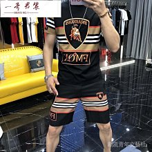 男套裝兩件套 休閒套裝 夏季寬鬆潮流男士短袖T恤運動兩件套 男性簡約百搭上衣短褲套裝 歷史價格詳細信息