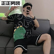 純棉家居服睡衣套裝 夏季薄款睡衣男春秋可外穿大碼套裝一件 歷史價格詳細信息