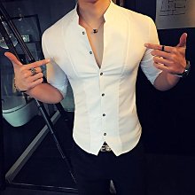 帥氣襯衫髮型師設計師花襯衫男生服裝修身2L-白/黑M-2L【AAA4724】 歷史價格詳細信息