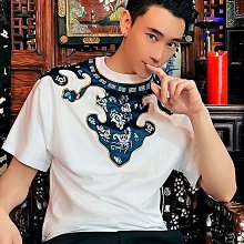 國潮青少年短袖T恤夏季中國風印花純棉寬松休閑男士半袖情侶上yi 歷史價格詳細信息