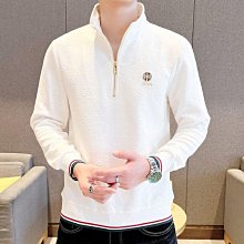 新品 新品 男士長袖T恤 秋冬季刺繡拼皮韓流站男ins潮牌休閒立領高圓領拉鍊大學T寬鬆外套   秋季 長袖大學T 連帽~ 歷史價格詳細信息