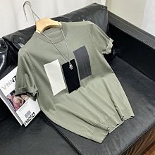 夏季男士冰絲針織圓領T恤輕熟韓風條紋短袖體恤衫純色彈力針織衫打底衫 上衣男 男短T 短袖男 歷史價格詳細信息