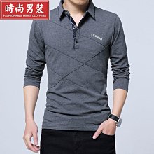 【polo】長袖T恤中老年 寬松純棉薄款翻領POLO衫上衣 polo衫男 工作服 長袖上衣 男生T恤 襯衫男 男生衣服-滿599免運 歷史價格詳細信息