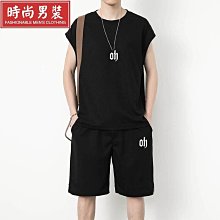 華夫格套裝男士夏季新款寬鬆圓領短袖t恤短褲搭配休閒運動兩件套 歷史價格詳細信息