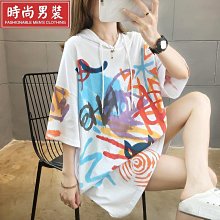 新款夏季短袖t恤連帽男青少年學生寬松韓版帥氣男生 歷史價格詳細信息