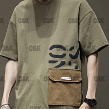 夏季大口袋短袖t恤 男生T恤 男生簡約百搭痞帥ins原宿港風圓領五分袖 短袖男 男t 歷史價格詳細信息