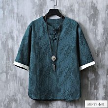 中國風男裝提花棉麻短袖T恤男夏季複古居士服新中式唐裝亞麻禪服 OM-MINTS名仕男裝 價格比較,價格查詢,歷史價格詳細信息