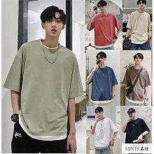 假兩件短袖T恤男【M-3XL】夏季圓領時尚潮牌五分袖T恤新款 青春流行城市風貌 學生短袖上衣男女 短t恤 t恤男 韓版-MINTS名仕男裝 歷史價格詳細信息