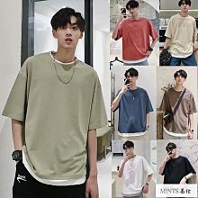 假兩件短袖t恤 破洞T恤 男破洞上衣連帽寬鬆短袖印花T恤 潮牌嘻哈拼色短T 男T恤 潮T 男五分袖上衣-MINTS名仕男裝 歷史價格詳細信息