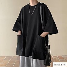 夏季大口袋短袖t恤 男生簡約百搭痞帥ins原宿港風圓領五分袖 短袖男 男t 男生T恤 歷史價格詳細信息