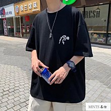 新款短袖T恤 寬鬆短袖 圓領短袖 休閒短袖 印花短袖T恤 男5分袖百搭ins打底 學生短T T恤男（YX5048）-MINTS名仕男裝 歷史價格詳細信息
