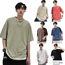 假兩件短袖T恤男【M-3XL】夏季圓領時尚潮牌五分袖T恤新款 青春流行城市風貌 學生短袖上衣男女 短t恤 t恤男 韓版-MINTS名仕男裝 歷史價格詳細信息