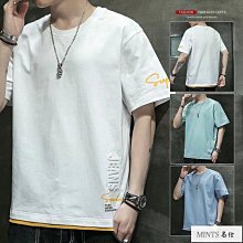 男假兩件短袖T恤 拼接T恤 五分袖 假兩件 韓版男裝 五分袖圓領假兩件短t 多層次穿搭T恤 印花T恤2130-MINTS名仕男裝 歷史價格詳細信息
