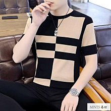 拼色短袖T恤男士夏裝大尺碼顯瘦休閒短袖韓版上衣-正正男裝 歷史價格詳細信息