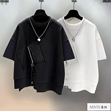 夏季潮牌短袖t恤男ins百搭拉鍊拼接設計寬鬆男生衣服短袖潮流帥氣-MINTS名仕男裝 價格比較,價格查詢,歷史價格詳細信息