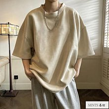 重磅T恤麂皮絨T恤男夏季潮牌美式復古 t恤短袖T恤男裝五分袖上衣男ins風T恤 歷史價格詳細信息