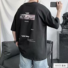 短袖T恤男士棉夏季港風學生個性潮流大碼寬鬆圓領印花體恤潮男性衣服上衣T恤-正正男裝 歷史價格詳細信息