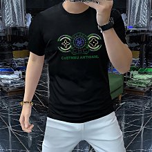 男士短袖T恤燙鉆字母絲光棉薄款男裝半袖圓領衫時尚透氣百搭 男短袖t 男裝 歷史價格詳細信息