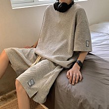 夏季套裝 潮流套裝 華夫格大碼運動套裝 短袖短褲兩件套 休閒套裝 穿搭套裝 男生套裝 嘻哈套裝 短-滿599免運 歷史價格詳細信息