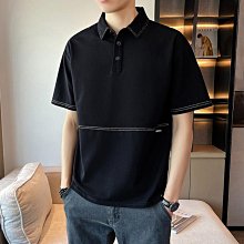夏季polo衫男短袖 刺繡日系拼色短袖t恤 休閒寬鬆輕商務緊身上衣-22號穿搭 歷史價格詳細信息