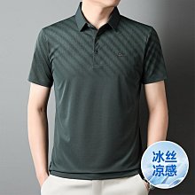 中年男裝夏季冰絲短袖T恤 爸爸裝2024新款休閒上衣印花翻領polo衫-22號穿搭 歷史價格詳細信息