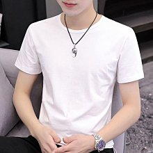 男士純色白色短袖T恤加肥大碼夏季韓版修身潮流帥氣圓領半袖體恤男性衣服上衣T恤男裝休閒服裝-正正男裝 歷史價格詳細信息